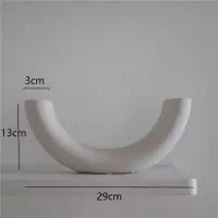 风物札记 ins极简艺术素胚陶瓷花瓶花器民宿工作室咖啡馆摆件装饰 三维工匠 B款:半月(白)
