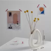 ins北欧干花花瓶白色陶瓷家居摆件插花水培民宿咖啡馆工作室装饰 三维工匠 立如山(米黄点点)