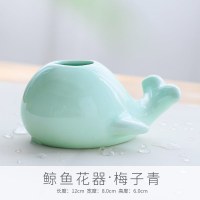 现代简约动物小花器陶瓷花瓶 创意青瓷家居客厅装饰摆件工艺品 三维工匠 大象-梅子青