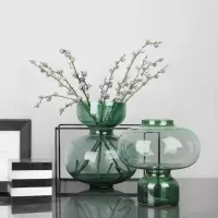 样板间轻奢玻璃陶瓷插花花瓶花器 样板房金属框架饰品摆件 三维工匠 黑框套装-L款