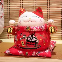 猫摆件店铺开业大小号办公室乔迁送礼家居客厅陶瓷存钱储蓄罐 三维工匠 『热卖款』20cm高[功垂竹帛]