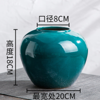 景德镇现代新中式陶瓷绿色花瓶摆件客厅插花干花玄关家居装饰品 三维工匠 精品亮面绿中号