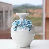 艺术品白色花瓶欧式陶瓷工艺品客厅酒柜摆件家居装饰品创意小花插 三维工匠 2号粉花瓶