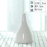 简约ins风北欧花瓶摆件玄关客厅小清新干花插花器陶瓷现代装饰品 三维工匠 白净胖+一束干花兔尾巴