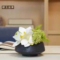 中式复古小花瓶新中式陶瓷摆件客厅插花禅意玄关酒柜软装饰品摆件 三维工匠 红香盆景+碧玉盆景