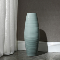 景德镇现代欧式简约装饰陶瓷落地花瓶客厅高大号干花插花摆件蓝色 三维工匠 新品蓝云款瓶高60cm+B款玉兰1