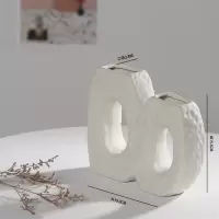 ins北欧干花花瓶白色陶瓷客厅摆件插花水培民宿咖啡馆工作室装饰 三维工匠 陆