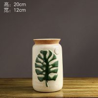 北欧创意客厅陶瓷花瓶客厅插花摆件美式复古文艺餐桌干花装饰花器 三维工匠 186001中号陶瓷花瓶摆件