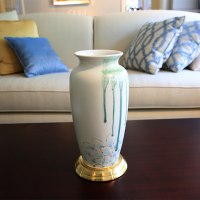 新中式餐桌花瓶摆件陶瓷客厅干花插花艺电视柜玄关桌面装饰品摆设 三维工匠 花瓶+9枝小荷莲