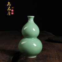 龙泉青瓷花器小花瓶手工葫芦水培小花插陶瓷家居个性客厅摆件精品 三维工匠 号哥窑梅子青