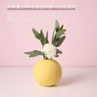 北欧干花装饰摆件客厅插花客厅电视柜餐桌创意陶瓷装饰品小花瓶 三维工匠 芥末黄小号+1支松针菊+3支尤加利[套装价]