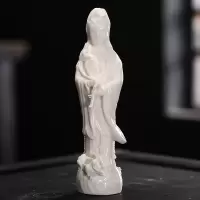 德化创意陶瓷器滴水观音菩萨佛像摆件白瓷工艺品家用供奉客厅摆设 三维工匠 14寸单龙(高约36cm)