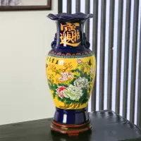 器花瓶手工家居饰品瓷瓶大号客厅工艺品中式仿古摆件 三维工匠 浅绿色