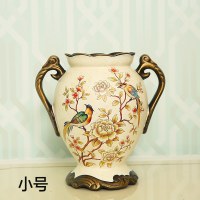 花狐狸欧式复古陶瓷大号花瓶花艺美式乡村插花器客厅家居装饰摆件 三维工匠 小号白绿牡丹