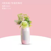 珍珠小花瓶客厅插花北欧创意简约家居饰品餐桌陶瓷干花装饰品摆件 三维工匠 C款+[干花]