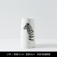 小清新花瓶现代简约陶瓷花瓶客厅餐桌插花干花百合家居装饰品摆件 三维工匠 三件套+6支粉红跳舞兰
