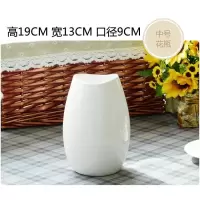 景德镇陶瓷现代简约白色小花瓶北欧客厅干花插花餐桌装饰品摆件 三维工匠 白色简约陶瓷花瓶中号