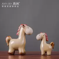 简约创意可爱陶瓷马摆件家居室内客厅儿童房酒柜装饰工艺品小摆设 三维工匠