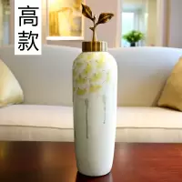 欧式电视柜装饰品新中式陶瓷花瓶摆件客厅干花插花玄关柜桌面摆设 三维工匠 矮款花瓶