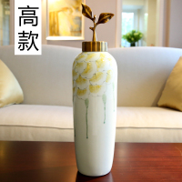 欧式电视柜装饰品新中式陶瓷花瓶摆件客厅干花插花玄关柜桌面摆设 三维工匠 高款(无盖子)+蓝色跳舞兰