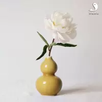 陶瓷色葫芦小花瓶秘釉福禄小摆件台面装饰小插花瓶子 三维工匠