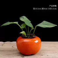 创意柿子陶瓷花瓶绿萝水培花器水养植物花盆鲜花插花桌面装饰摆件 三维工匠 柿柿如意-大号(不含植物) 中等