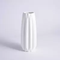 欧式现代简约北欧美式陶瓷卧室客厅摆件装饰插花花瓶创意白色蓝色 三维工匠 B6白色花瓶+10枝黄色跳舞兰