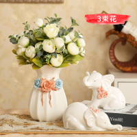 欧式陶瓷轻奢花瓶摆件干花插花器现代客厅餐桌家居装饰品创意水养 三维工匠 A款+夫妻象一对