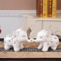 陶瓷大象夫妻象对象欧式家居饰品装饰摆件工艺品结婚礼品 三维工匠 白菜