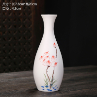 创意手绘荷花白瓷花瓶干花插花陶瓷小花瓶摆件观音玉净瓶水培花器 三维工匠 清酒瓶(画竹)
