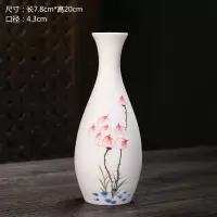 创意手绘荷花白瓷花瓶干花插花陶瓷小花瓶摆件观音玉净瓶水培花器 三维工匠 玉净瓶(荷韵)
