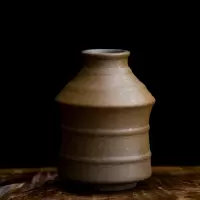 小花瓶摆件 粗陶窑变小花器 茶道禅意水培小花插陶瓷迷你小花瓶 三维工匠 小玉壶春--汝青