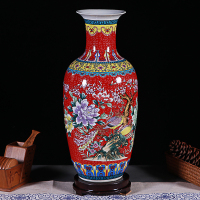 景德镇陶瓷花瓶珐琅彩富贵竹水养插花花器客厅现代装饰品摆件大号 三维工匠 珐琅彩金鱼尾瓶小号(送底座)