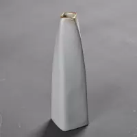 粗陶细口花瓶简约陶瓷花器日式茶道小口花插禅意茶台摆件家居饰品 三维工匠 斜口瓶古绿