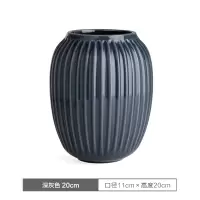 丹麦北欧手工陶瓷花瓶摆件简约花艺装饰软装设计插花器客厅 三维工匠 祖母绿20cm在途6月5号发货