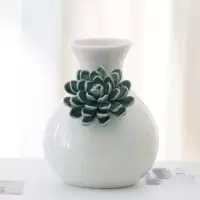 创意迷你陶瓷花瓶欧式复古摆件水培绿萝客厅餐桌插花家居装饰摆设 三维工匠 红色不含插花