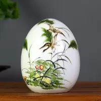景德镇陶瓷花瓶鸡蛋摆件客厅装饰品摆设品小创意家居电视柜工艺品 三维工匠 千山万雪