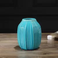 美式花瓶摆件客厅电视柜餐桌面干花插花瓶北欧陶瓷装饰品简约现代 三维工匠 冰蓝色大号