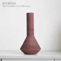 陶瓷花瓶拉丝北欧现代简约莫兰迪彩色插鲜水养摆件客厅电视柜餐桌 三维工匠 平面白