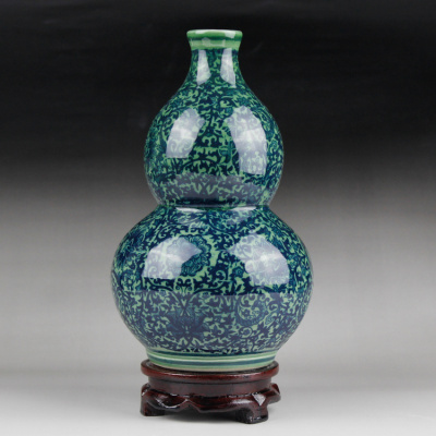 景德镇陶瓷器仿古青花瓷迷你小花插花瓶家居装饰品博古架摆件 三维工匠 青花鱼尾b款