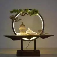中式禅意摆件灯圈茶室客厅玄关桌面陶瓷人物摆设创意家居软装饰品 三维工匠 云亭-琴韵
