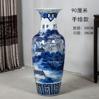景德镇陶瓷器落地大花瓶 青花瓷手绘清明上河图摆件客厅装饰酒店 三维工匠 1.2米贴花款一个