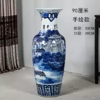 景德镇陶瓷器落地大花瓶 青花瓷手绘清明上河图摆件客厅装饰酒店 三维工匠 2.2米贴花款一个