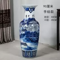 景德镇陶瓷器落地大花瓶 青花瓷手绘清明上河图摆件客厅装饰酒店 三维工匠 3米贴花款一个