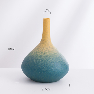 景德镇创意陶瓷小花瓶摆件客厅插花满天星干花电视柜艺术水养装饰 三维工匠 青韵D款花瓶+干花