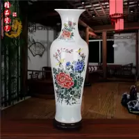 器花瓶手绘粉彩花开富贵1米落地现代客厅家居大号摆件 三维工匠 1.6米花开富贵