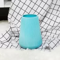 现代简约陶瓷花瓶电视柜客厅摆件蓝色插花干花创意北欧家居装饰品 三维工匠 大号+[8支跳舞兰]