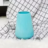 现代简约陶瓷花瓶电视柜客厅摆件蓝色插花干花创意北欧家居装饰品 三维工匠 淡蓝瓶[小号]