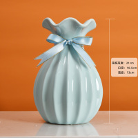 陶瓷波浪口花瓶水培摆件小清新家居客厅干花百合富贵竹插花鲜花器 三维工匠 粉色糖果形瓶(18cm)