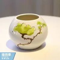 新中式创意台面花瓶茶几餐桌台面花器田园花插陶瓷摆件电视柜摆设 三维工匠 绿月季花瓶-低